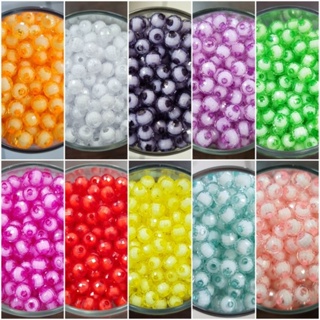 Miçanga Bola Color Miolo Branco sextavada 8mm Pulseira Artesanato em Oferta na Shopee