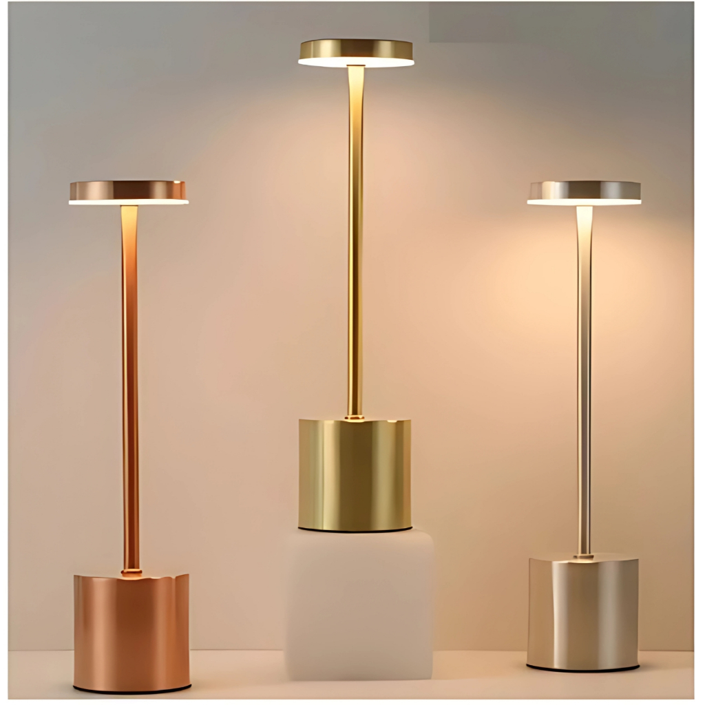 Luminária de Mesa Candeiro Dumbbell Touch de Quarto Luxuosa 3 Tons de Led