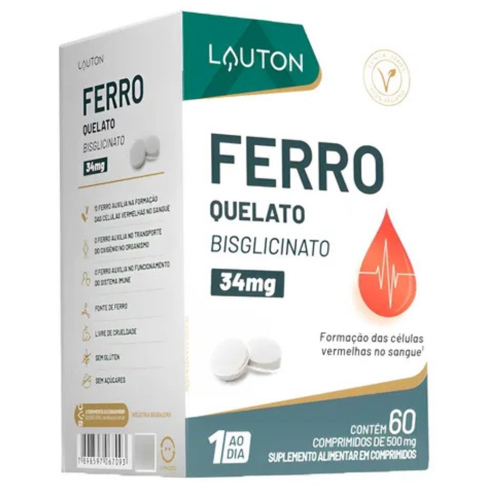 Ferro Quelato Bisglicinato Vegano 60 Comprimidos - Lauton