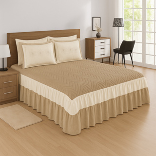 Colcha Cobre Leito Cama King Barbara 3 Peças Cor Avelã em Oferta na Shopee