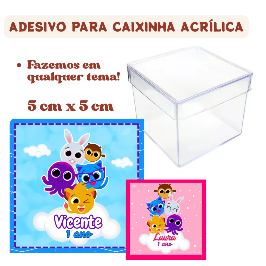 Rótulo Adesivo Personalizado 5x5cm Bolofofo Lembrancinha Festa Infantil
