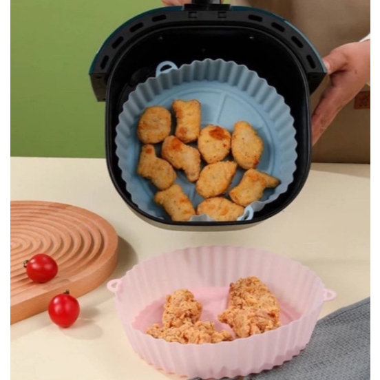 6 Cestos De Silicone Redonda Air Fryer E Forno Fritadeira Elétrica