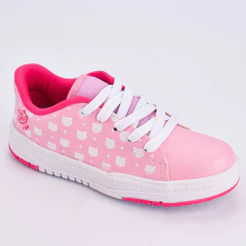 Tênis Infantil Menina Kidy Gato Galáctico K360 Rosa Gloss Respitec Delicado Casual Estiloso