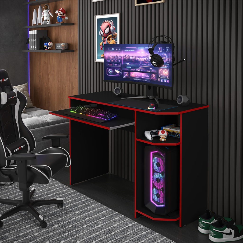 Escrivaninha Mesa Gamer para Computador CPU - Prado Moóveis