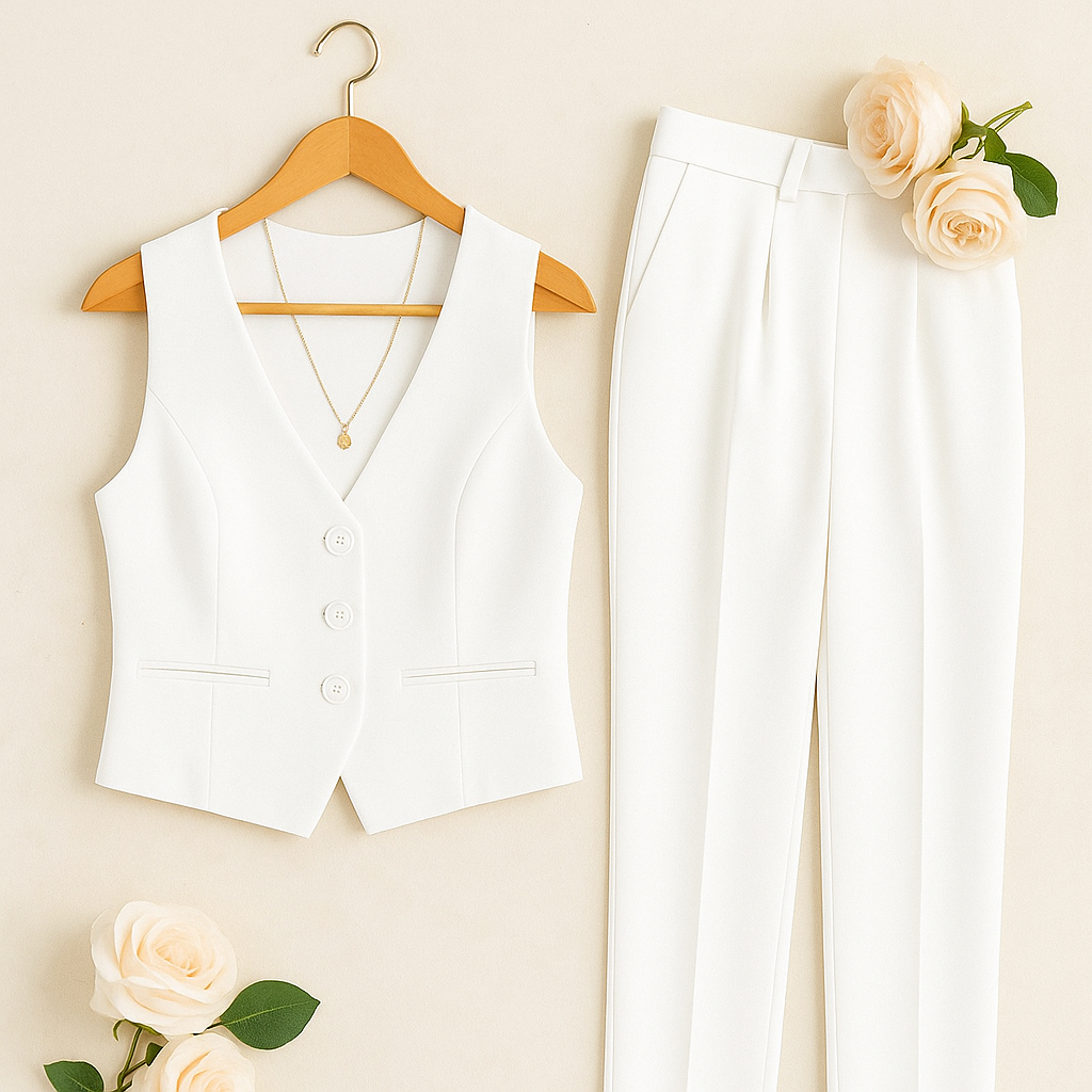 ✨ Conjunto Linho Feminino | Colete + Calça de Alfaiataria | Look Elegante e Sofisticado |