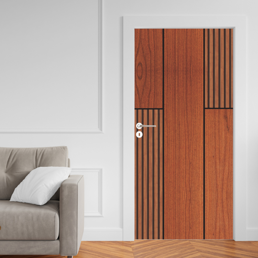 Adesivo Porta Madeira Vidro Decoração Revestimento Papel de Parede Envelopamento JATOBA RIPADO - AJR0119X