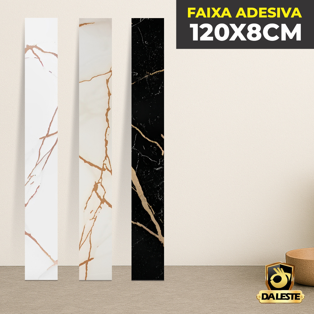 120X8CM Adesivo Vinílico Mármore Brilho Para Chão Moderno Autocolante Lavável 10 a 30 Faixas Cozinha Sala Banheiro