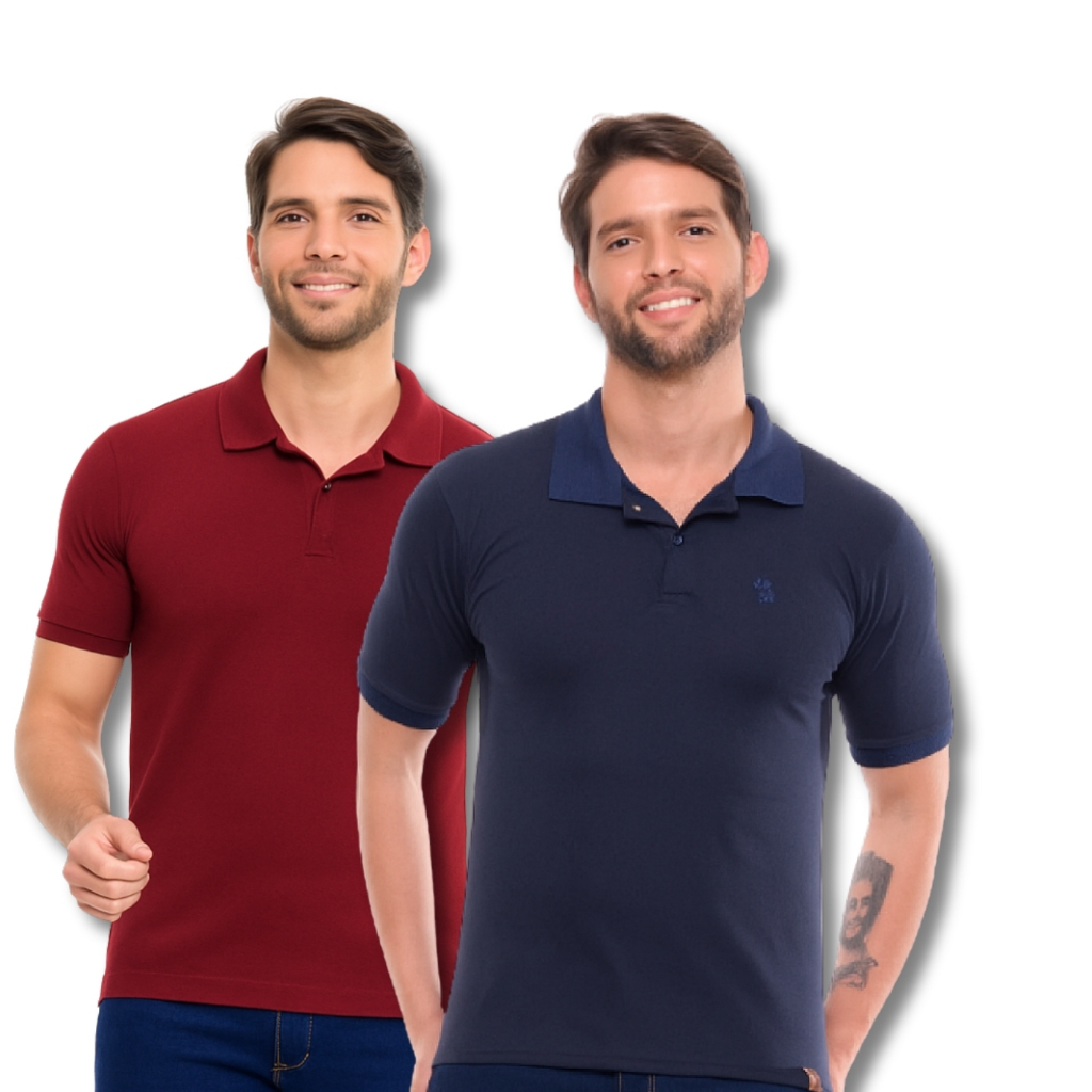 kit 2 camisas polo masculina camiseta basica gola polo 100% ALGODÃO