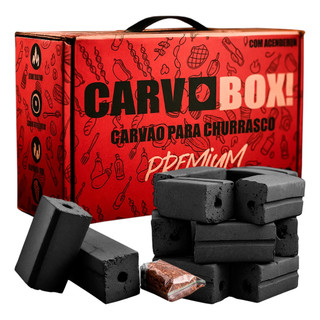 Carvão Box Briquete Sem Fumaça Premium Gourmet Churrasco 5 Kg Carvoboxx