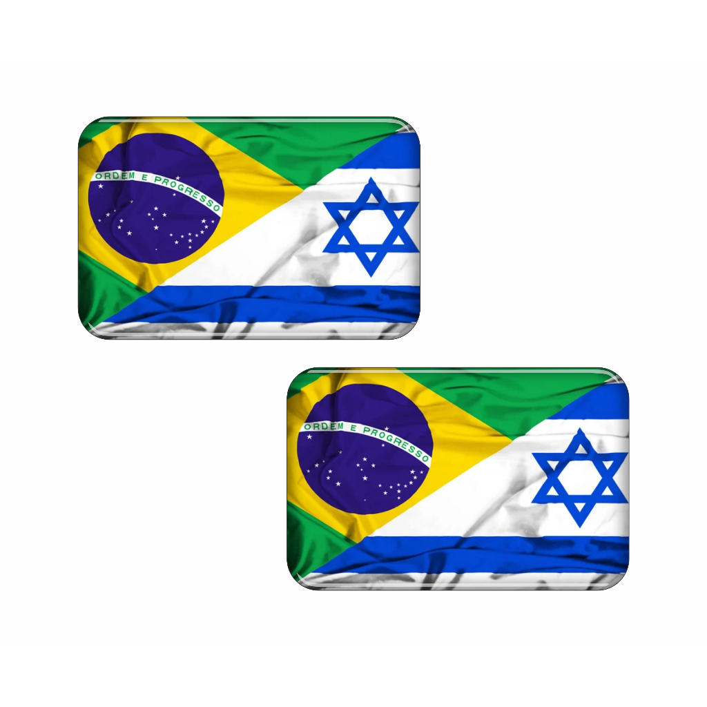 Adesivo Resinado Automotivo Alto Relevo Bandeira do Brasil e Israel 9x6cm Resina PREMIUM 3D — imagem 2 de 2