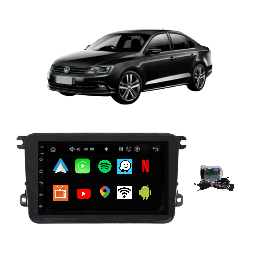 Multimídia Android Jetta 2006 2007 2008 2009 2010 2011 2012 2013 2014 2015 2016 2017 Carplay Tv Gps Moldura Interface