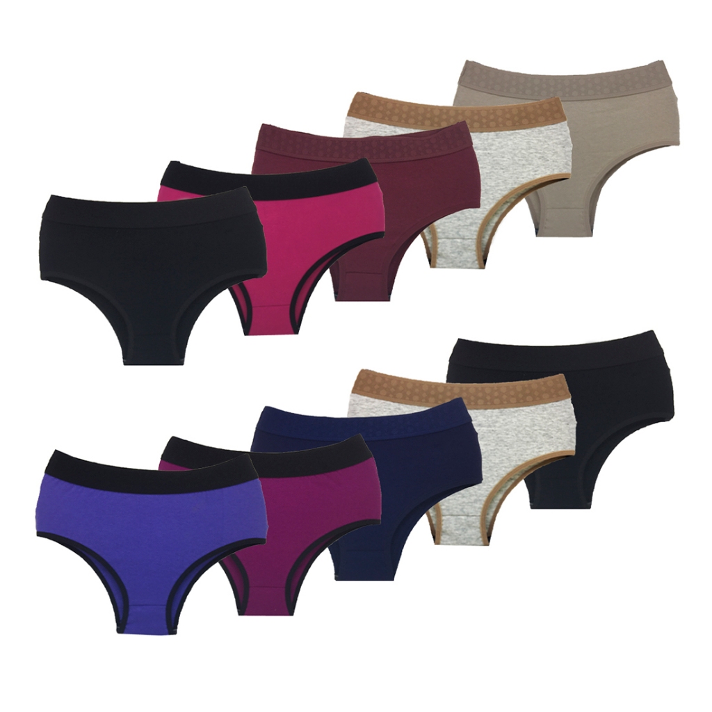 Kit 10 Calcinhas Calçolas Cintura Alta Caribe Algodão Penteado Lingerie