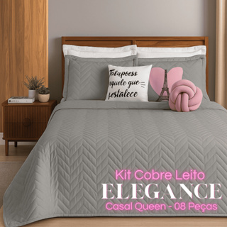 Kit Cobre Leito 08 Peças ELEGANCE Colcha Casal Queen em Oferta na Shopee