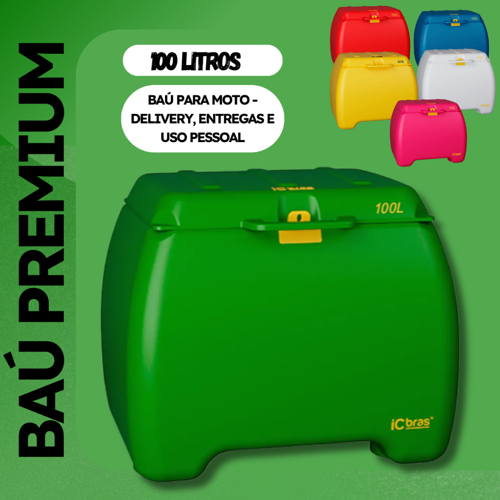 Baú Para Motoboy Caixa de Entrega 100 Litros Modelo Pop Premium Icbras