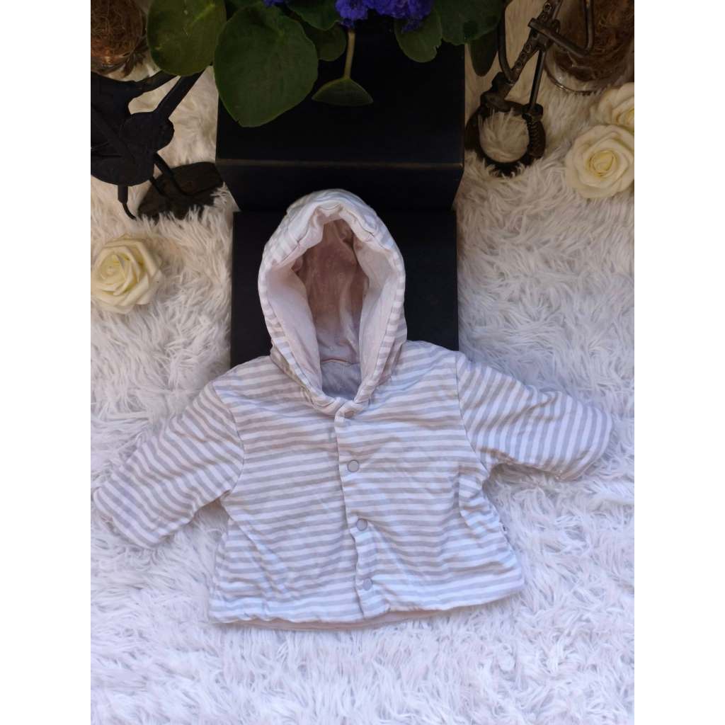 Casaco Bebê Unissex, Modelo Manga Longa, Listrado Forrado c/Capuz, Tam: P, Marca: Bauerbauer1977