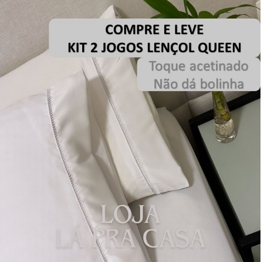 Kit 02 Jogos de Lençol Queen Jogo de Cama Queen 3 Peças 400 fios Micropercal Ponto Palito