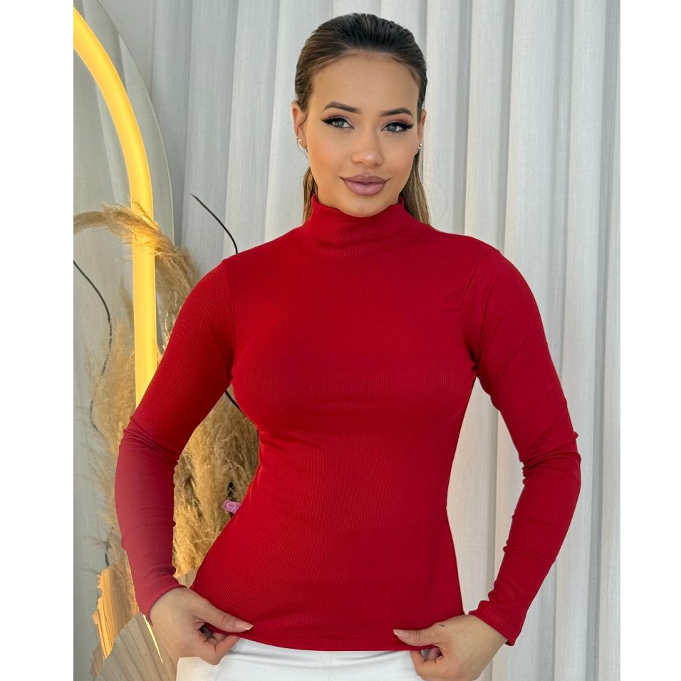 Blusa Feminina Manga Longa Cacharrel Gola Alta Segunda Pele Basica T-shirt em Oferta na Shopee