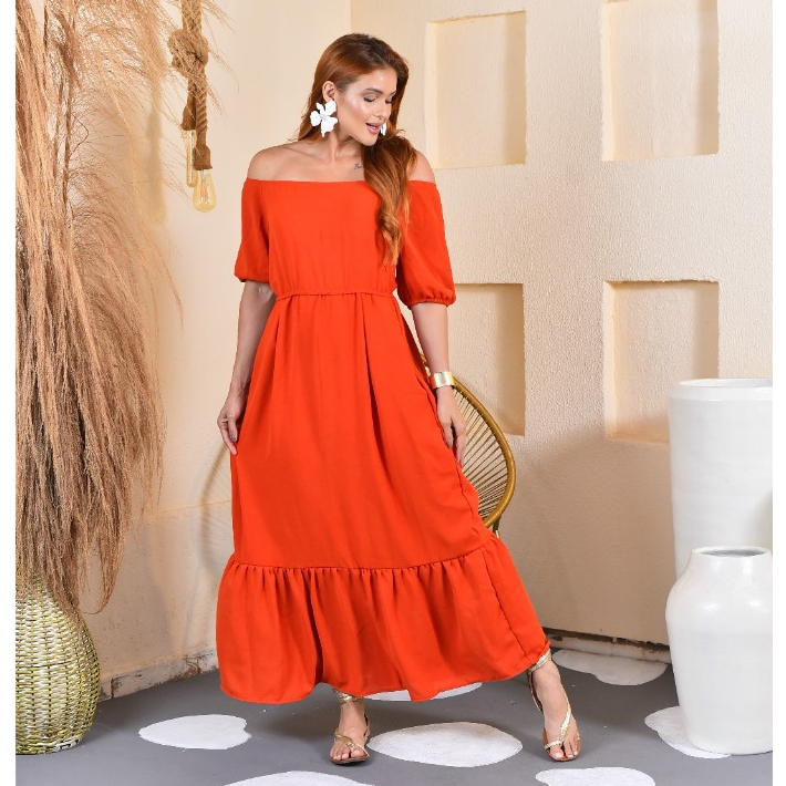 Vestido Feminino Longo Manga Duna Premium Casameto Evangelico Formatura Elegante em Oferta na Shopee