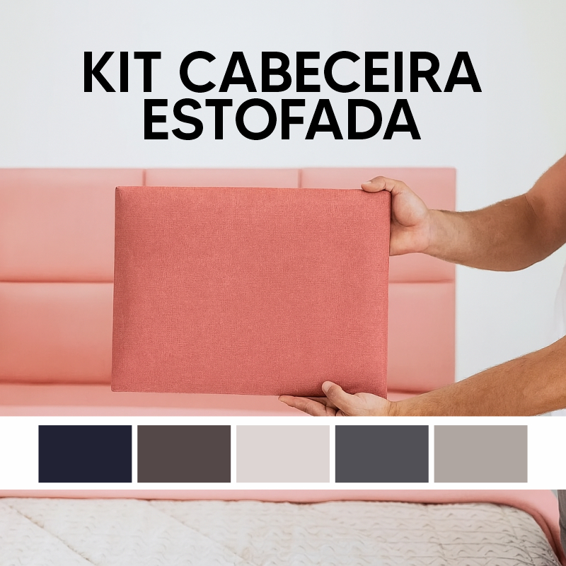 Kit Cabeceira Estofada Completa Adesiva em Modulos 40x30 para Cama de Solteiro Casal Queen King Box