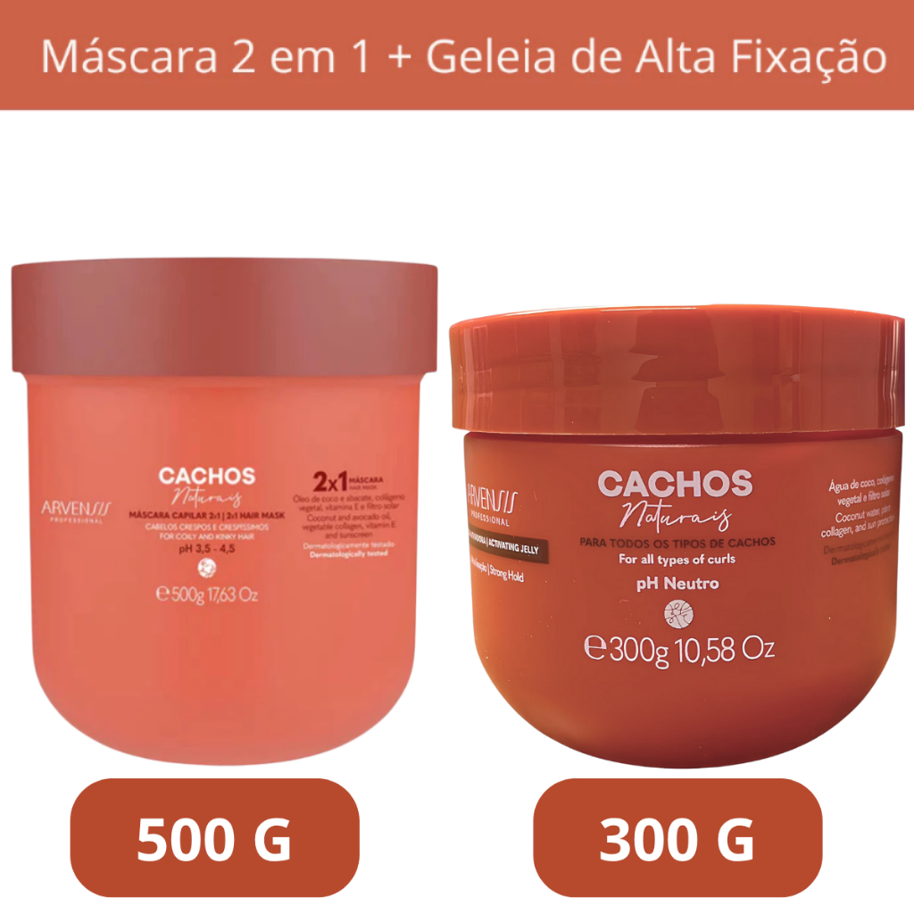 Kit  Geleia Ativadora Alta Fixação 300g + Mascara 2 x 1 500g - Arvensis Natural em Oferta na Shopee