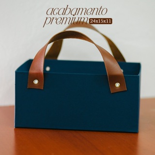 Festa na Cesta Cartonada para Presentear 24x15x11cm Caixa com Alça Courino Caramelo ou Preta em Oferta na Shopee