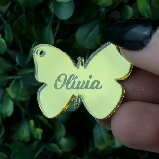 Kit 20 30 ou 40 Tags em Acrílico 2cm Borboleta Personalizado com Nome