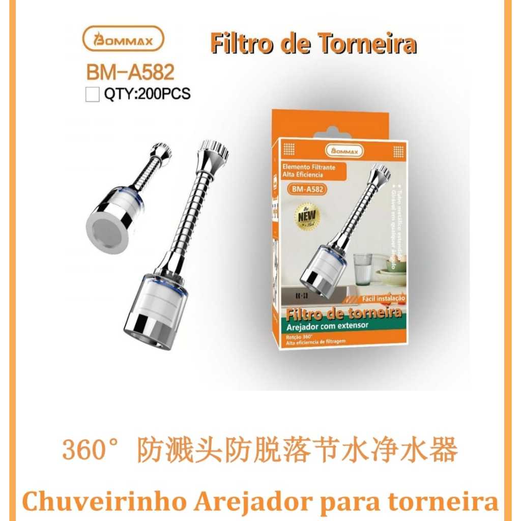 Filtro Purificador Bico Chuveirinho Torneira Flexivel Inox
