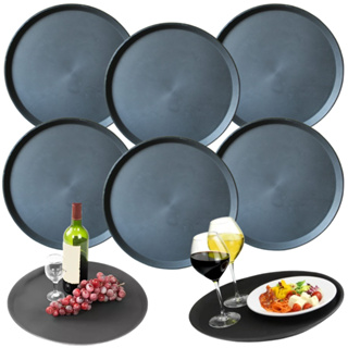 6 Bandeja Redonda p Bar Restaurante Evento Boteco Grande Preto p Garçom Cumim Servir Antiderrapante em Oferta na Shopee