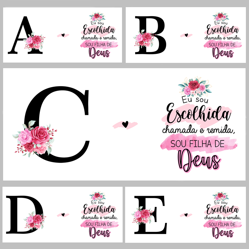26 Artes Impressas Alfabeto Escolhida | Imagens prontas para estampar Canecas | Sublimação | Personalizada | Impressão