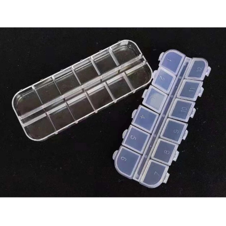Caixinha Organizadora 12 Divisórias 13x5x1cm - Porta Pedrarias Joia de Unhas, bijuterias, artesanato