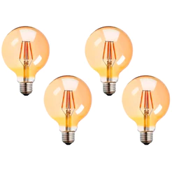 Kit 4x Lâmpada Filamento LED Retrô Vintage Âmbar G80 4W Bivolt