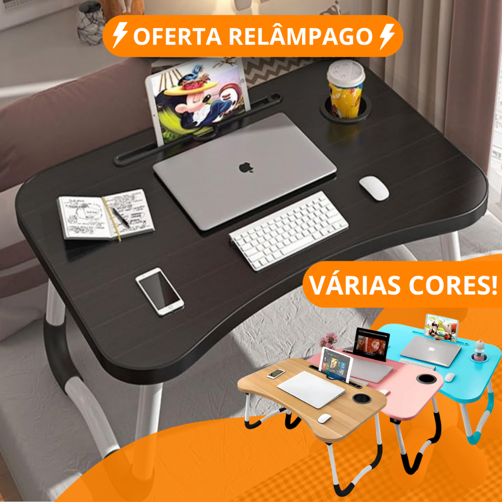 Mesa Para Notebook Portátil Dobrável Articulada em Mdf Suporte para Laptop Cama Estudo Porta Tablet em Oferta na Shopee