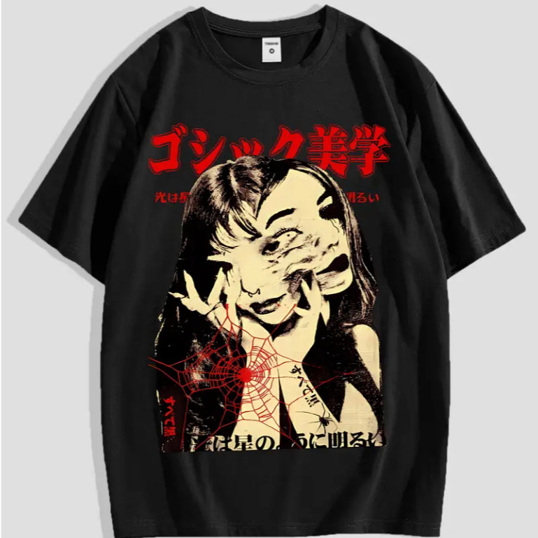 Camiseta Básica 100% Algodão Anime Japonesa Y2K Oriental Unissex em Oferta na Shopee