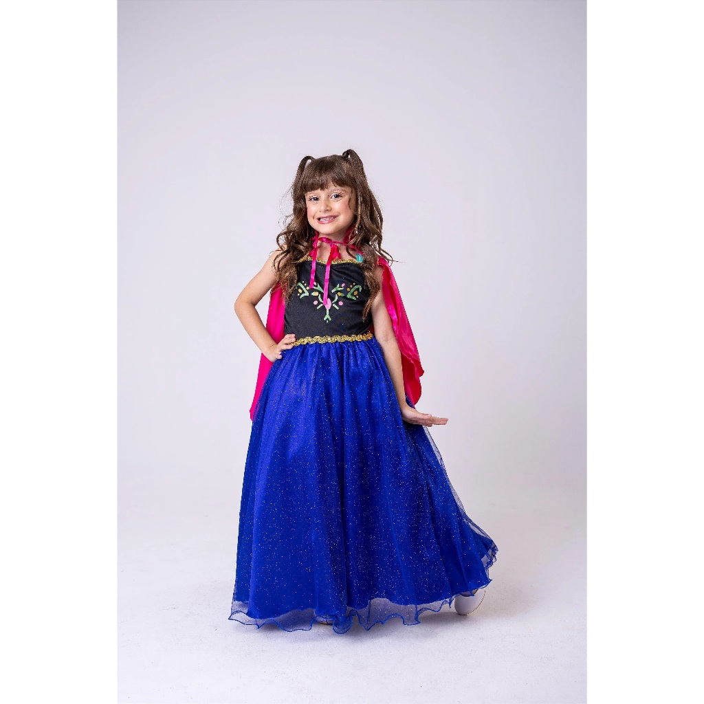 Fantasia Princesa Belli Ana Frozen Longa Infantil Juvenil Princesa Menina Festa Halloween Aniversário Elegante Conforto