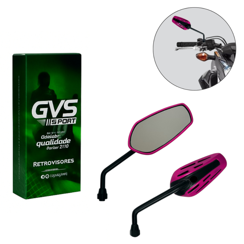 Retrovisor Rosa Gvs Gtx Para Moto Ou Bike Lente Plana Par em Oferta na Shopee