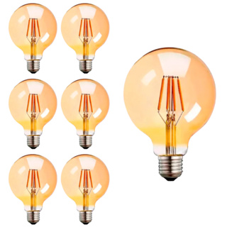 Kit 7x Lâmpada Filamento LED Retrô Vintage Âmbar G80 4W Bivolt em Oferta na Shopee