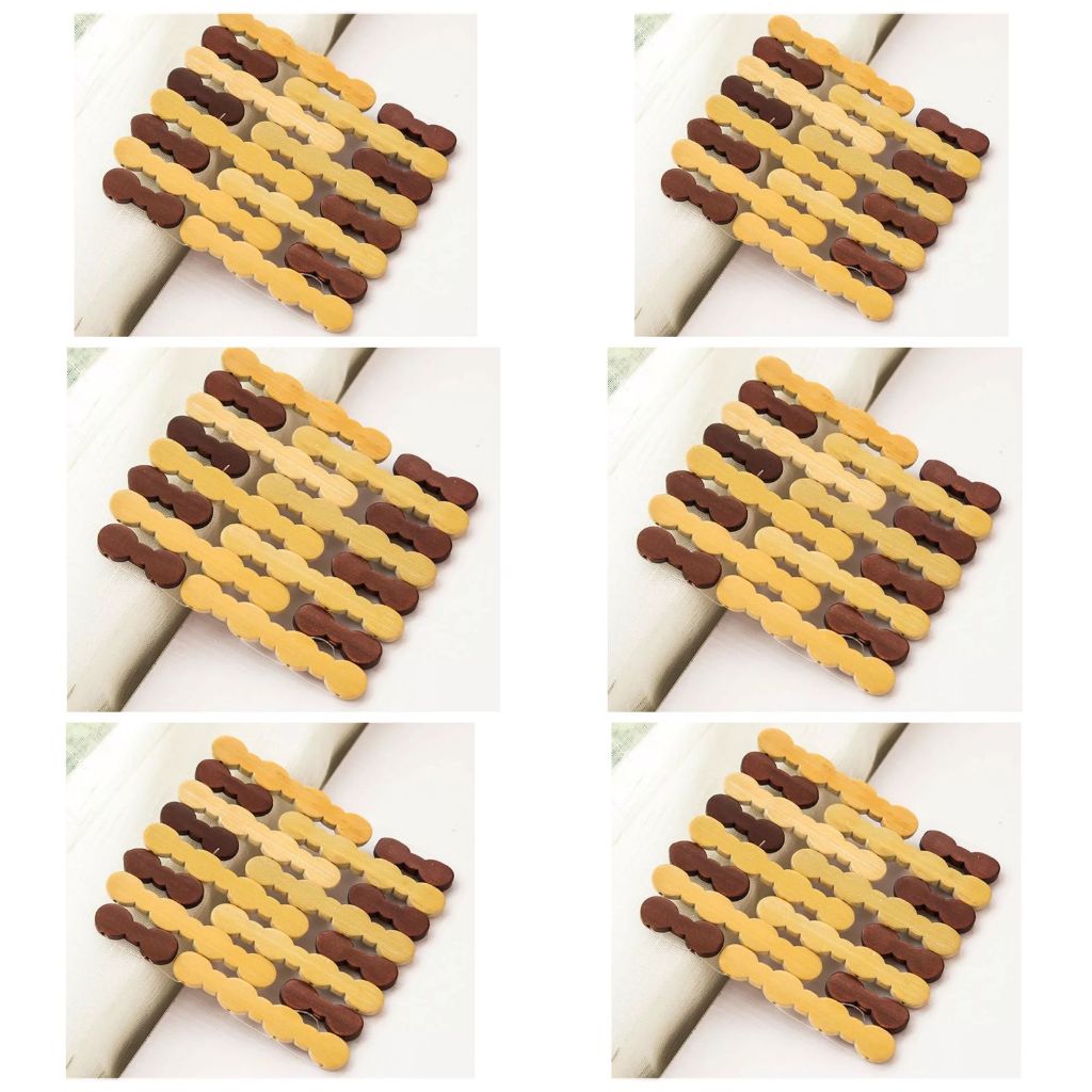 Kit Descanso De Panela De Bambu 6 Peças Protege Sua Mesa Oferta - 14 x 14 cm