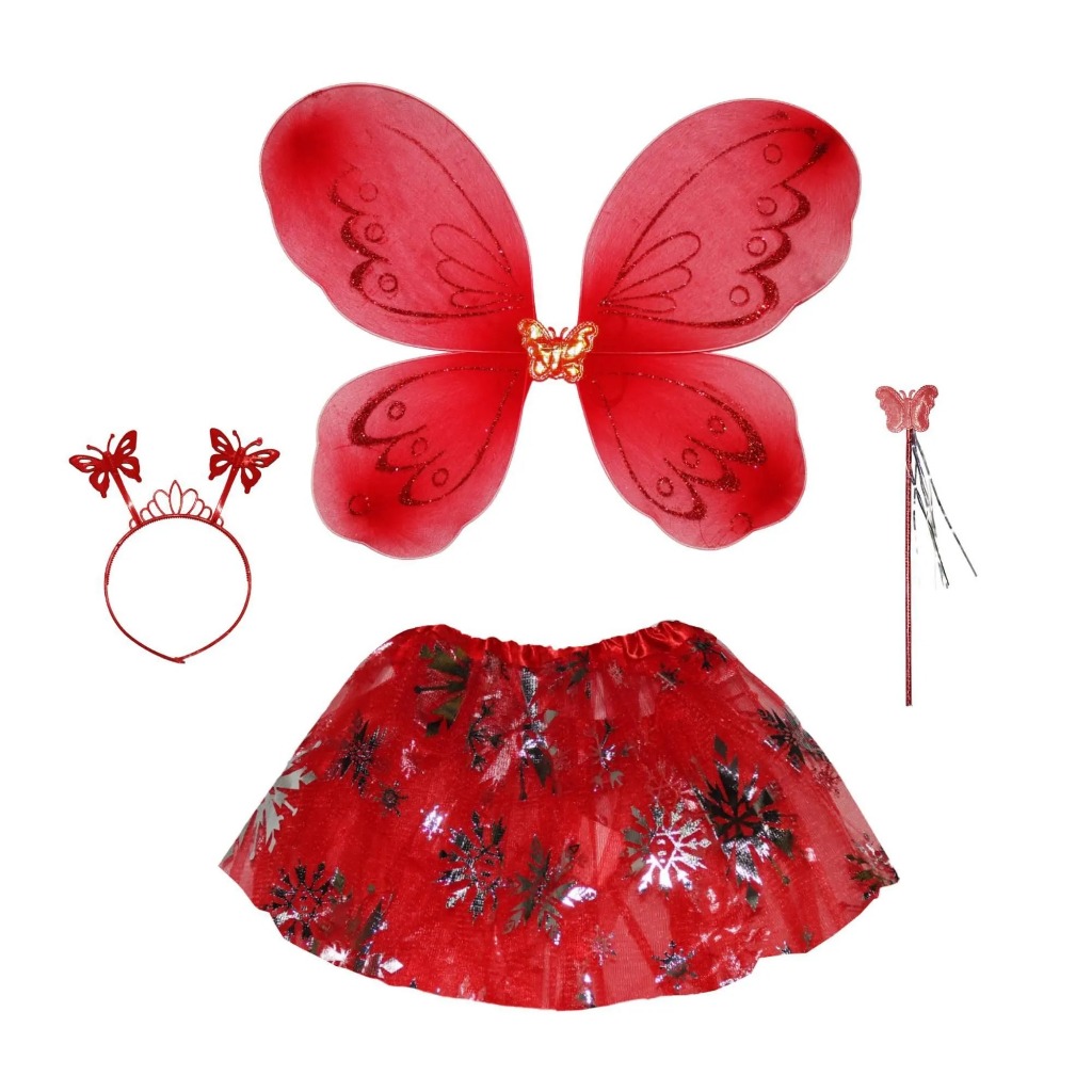 Fantasia De Borboleta Infantil Kit Com Saia Asa Tiara Varinha