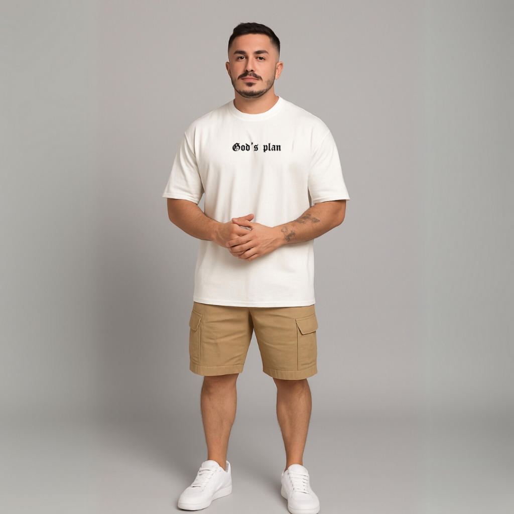 Camiseta Oversized Gods Plan Masculina 100% Algodão Streetwear Casual Caimento Perfeito Academia