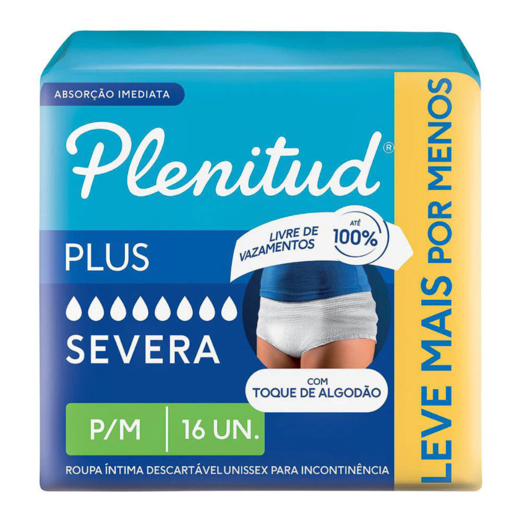Fralda Adulto Geriátrica Plenitud - Tamanho P-M - 16 Unidades