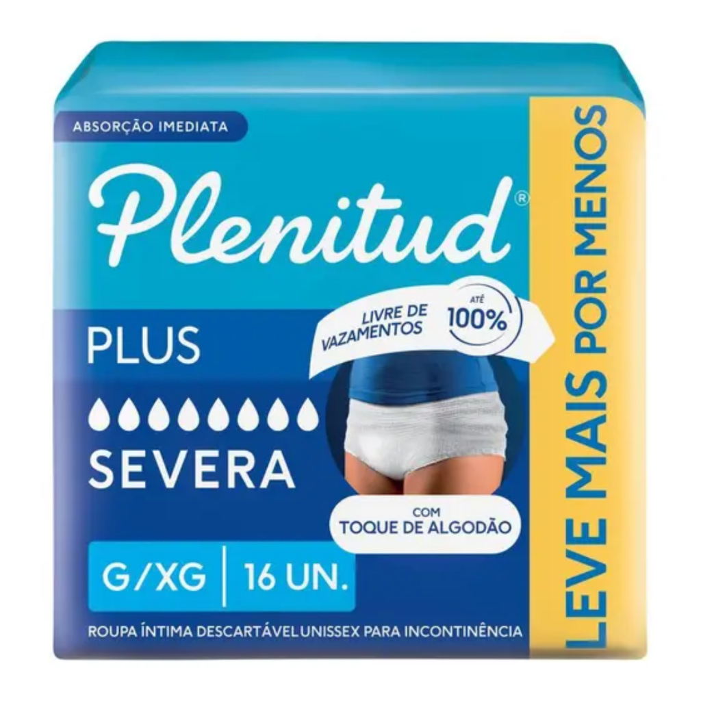 Fralda Adulto Geriátrica Plenitud - Tamanho G-XG - 16 Unidades
