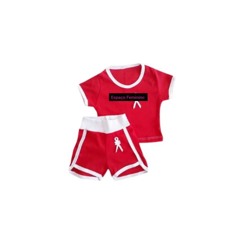 Conjunto Menina Bebê Crianças De Blusa E Short Infantil