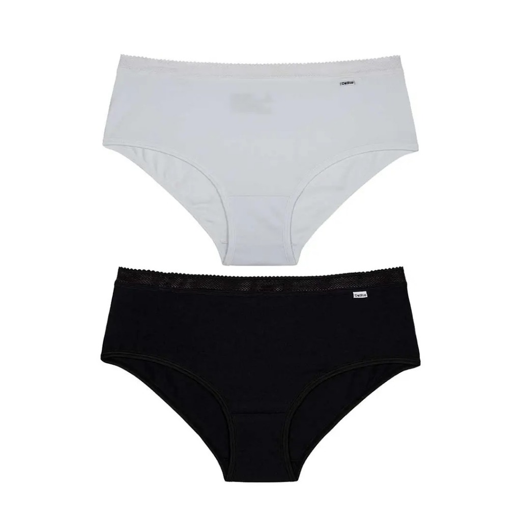 kit Calcinha Feminina 2 Peças Del Rio Cós Largo Cotton Algodão Leve Confortável Reforçada 100%