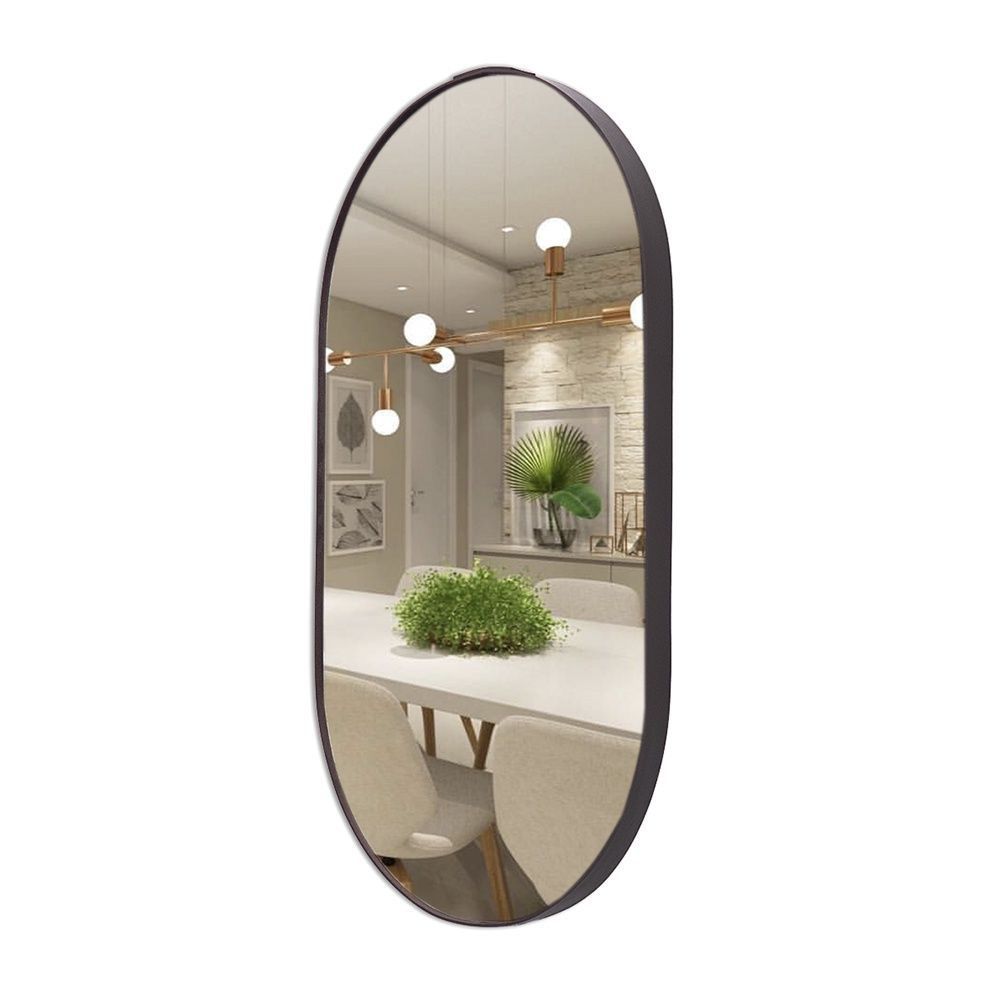 Espelho Decorativo Oval 80x50, 76x43 e 50x40 Com Borda Em Couro + Suporte em Oferta na Shopee