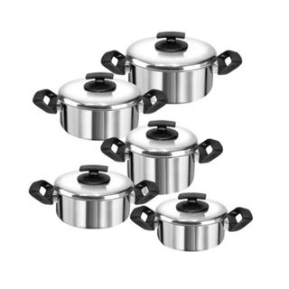 Jogo 5 Panelas Alumínio Polido Brilhante Grande Grossa Resistente Kit Panela Polida Brilhante em Oferta na Shopee