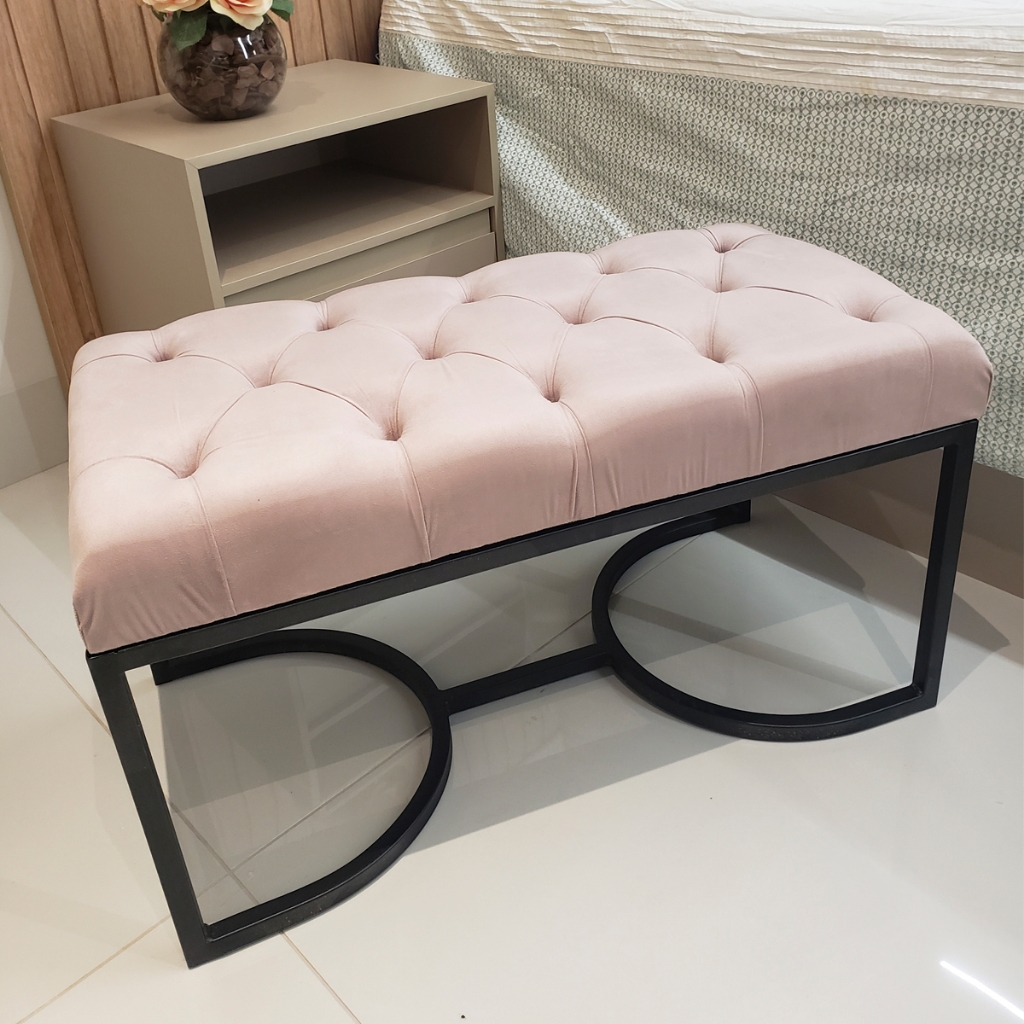Puff Recamier Retangular 80X40CM Divã Veludo Decoração Closet Quarto Escritorio Banqueta Penteadeira