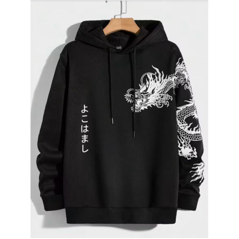 Blusa De Moletom Com Capuz Estampa De Dragão Japonês  Streetwear Promoção Envio Rápido