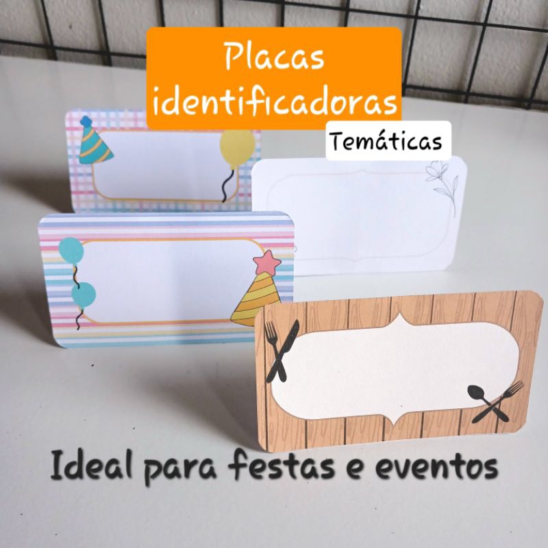 Plaquinhas de Identificação para Comidas – Temas variados| Kit com 20 unidades Decoração mesa de festa