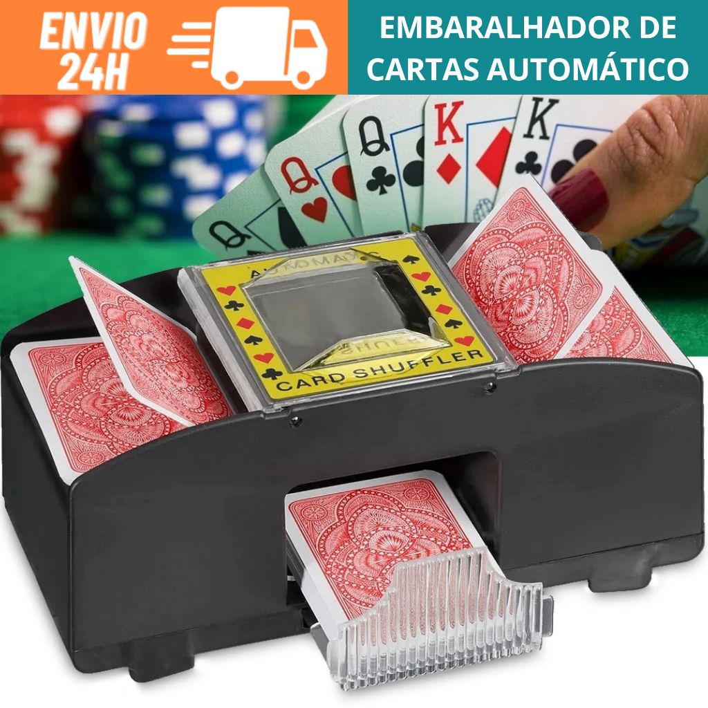 Embaralhador de Cartas Automático Misturador Baralho Truco Poker Uno