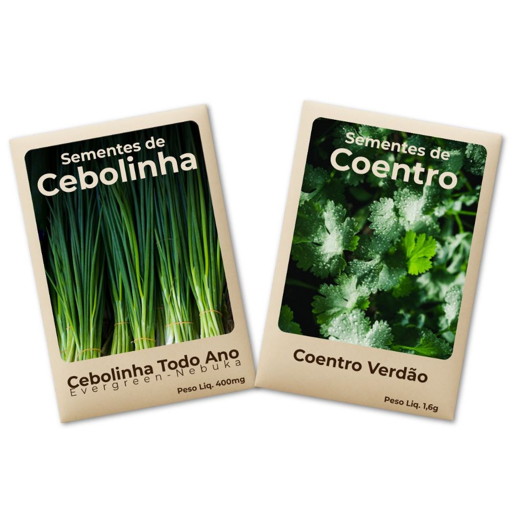 Semente de cebolinha com coentro para horta caseira Combo 2 Pacotes